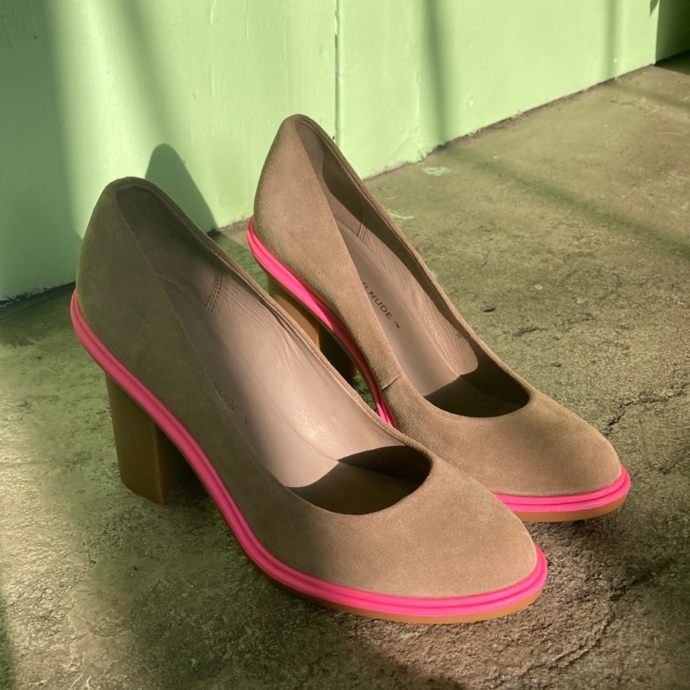 United Nude Suede Rubber Heels With Pink Piping